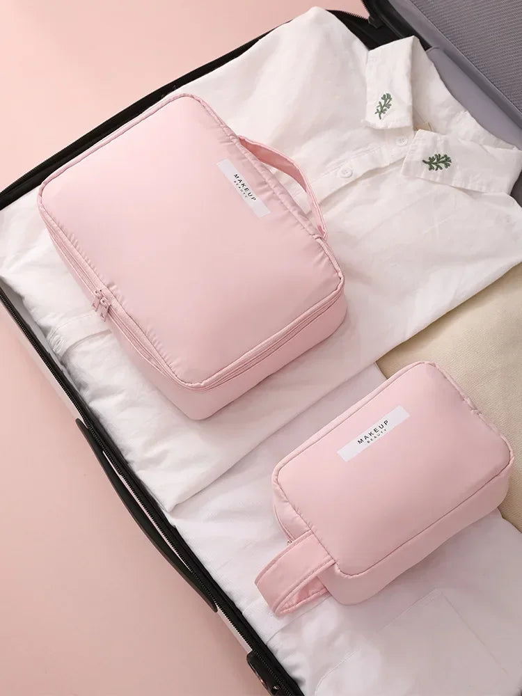 Waterproof Travel Makeup Bag with Skincare and Toiletry Compartments