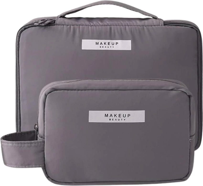 Waterproof Travel Makeup Bag with Skincare and Toiletry Compartments